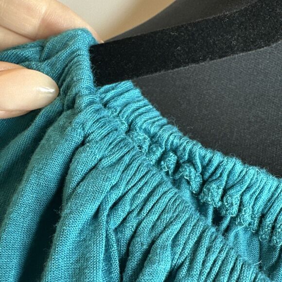 VTG Y2k HAPPENING IN THE PRESENT Teal Flowy Pleated Cropped Tank Top Size Small - Picture 8 of 11